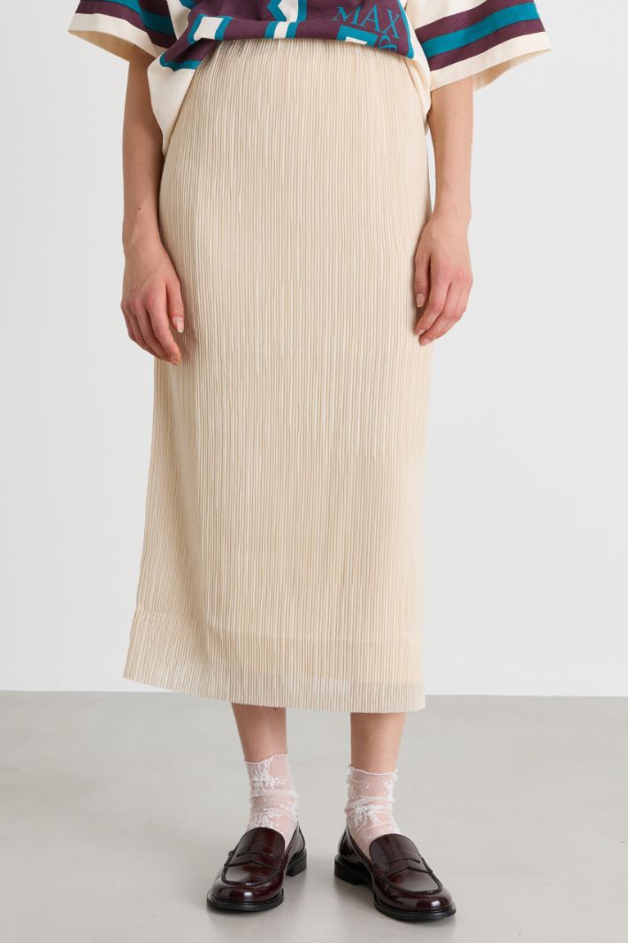 Plissé Jersey Column Skirt - WHITE - Intrend - 2