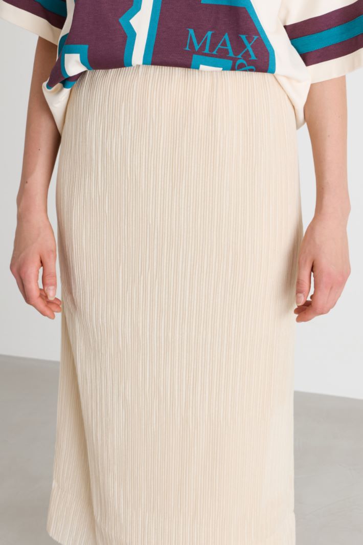 Plissé Jersey Column Skirt - WHITE - Intrend - 3
