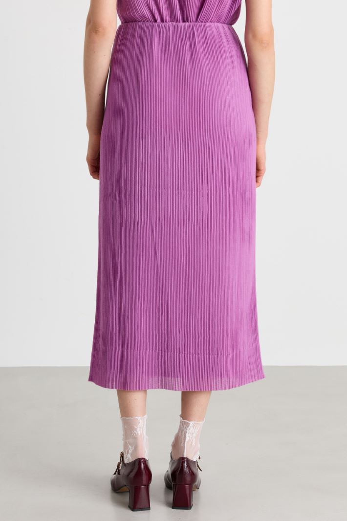 Plissé Jersey Column Skirt - PINK - Intrend - 4
