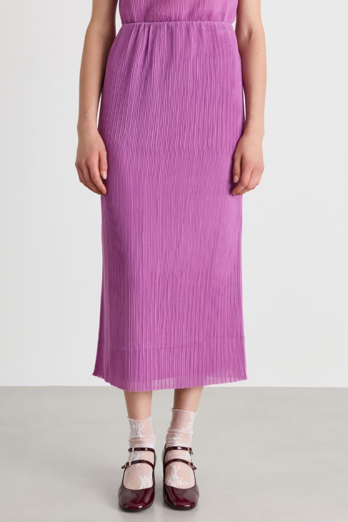 Plissé Jersey Column Skirt - PINK - Intrend - 2