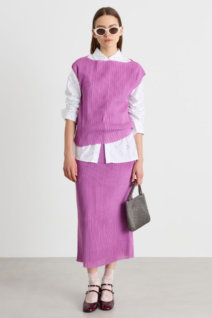 Plissé Jersey Column Skirt - PINK - Intrend