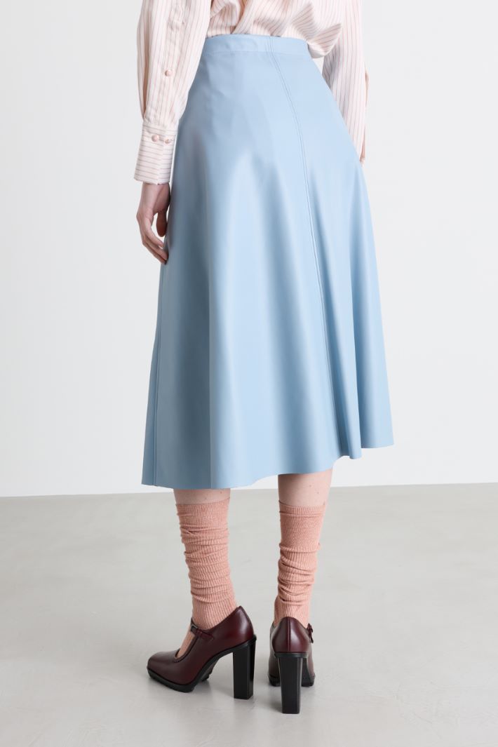 Coated jersey skirt - LIGHT BLUE - Intrend - 4