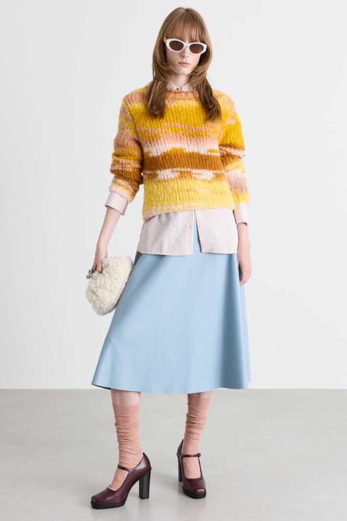 Coated jersey skirt - LIGHT BLUE - Intrend