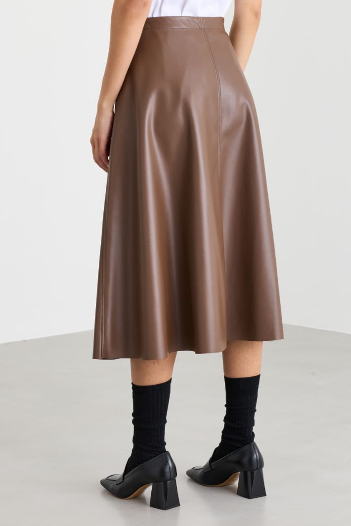 Coated jersey skirt - BROWN - Intrend - 4