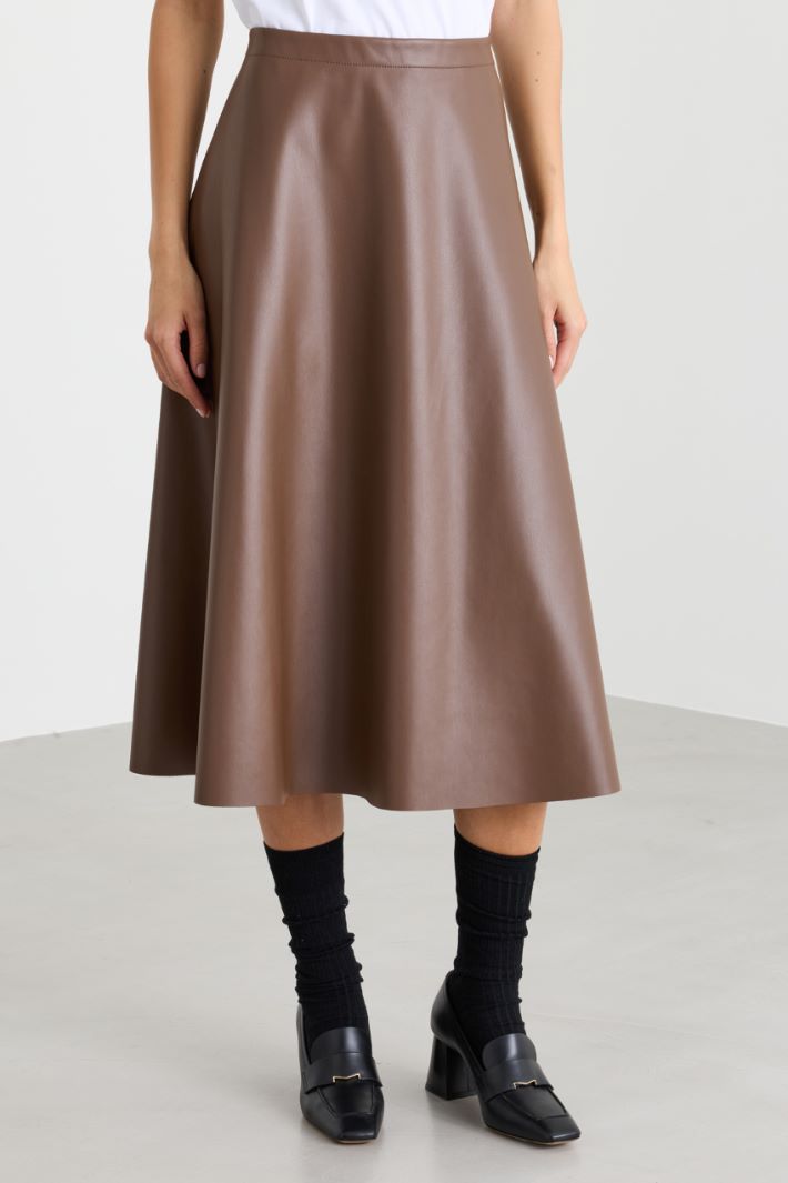 Coated jersey skirt - BROWN - Intrend - 2