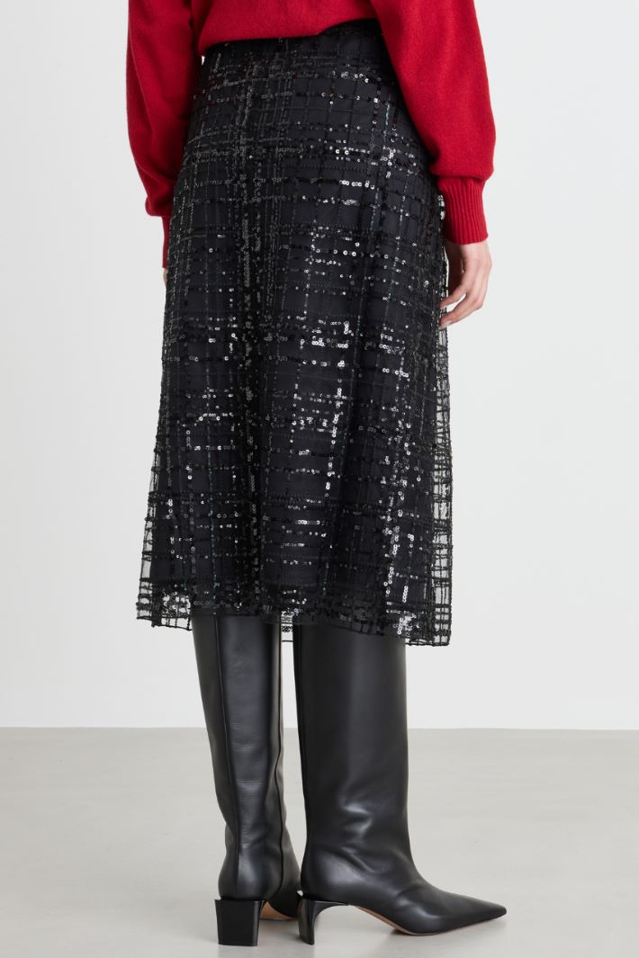 Embroidered Tulle Skirt - BLACK - Intrend - 4