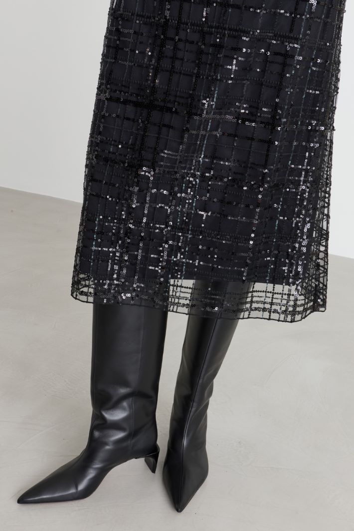 Embroidered Tulle Skirt - BLACK - Intrend - 3