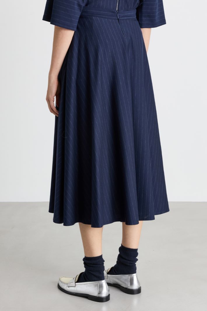 Pinstripe A-line skirt - BLUE - Intrend - 4