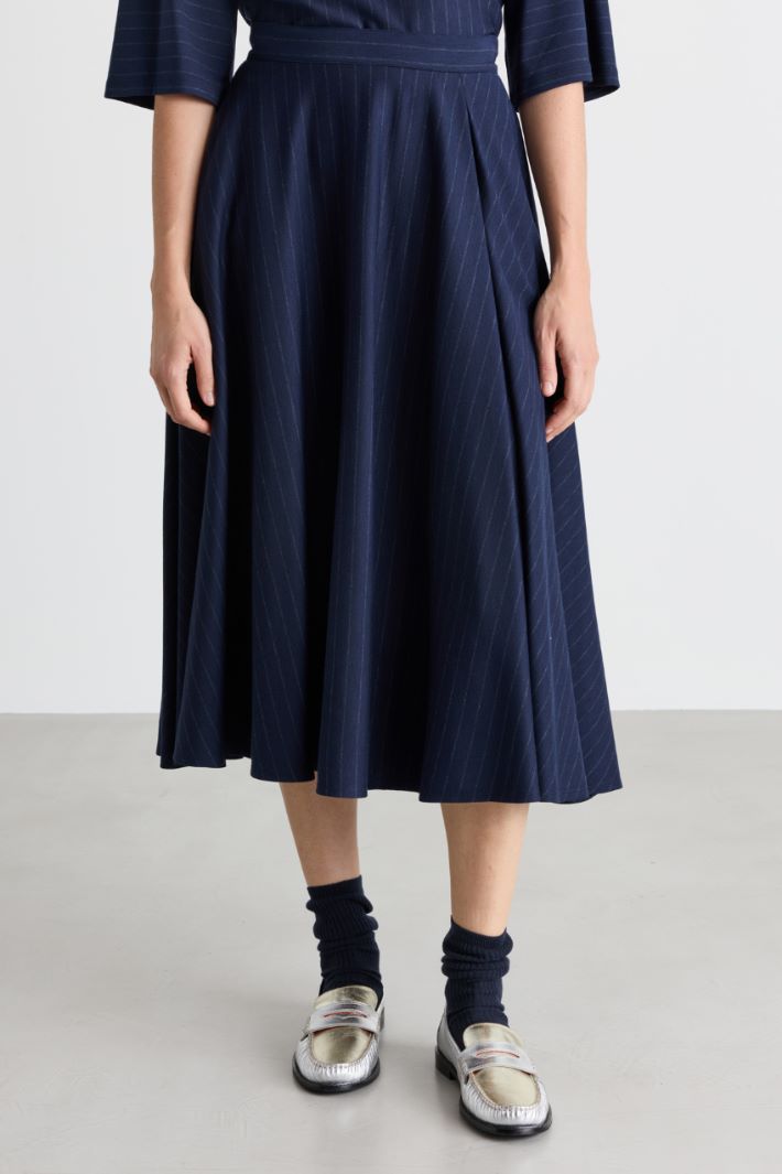 Pinstripe A-line skirt - BLUE - Intrend - 2