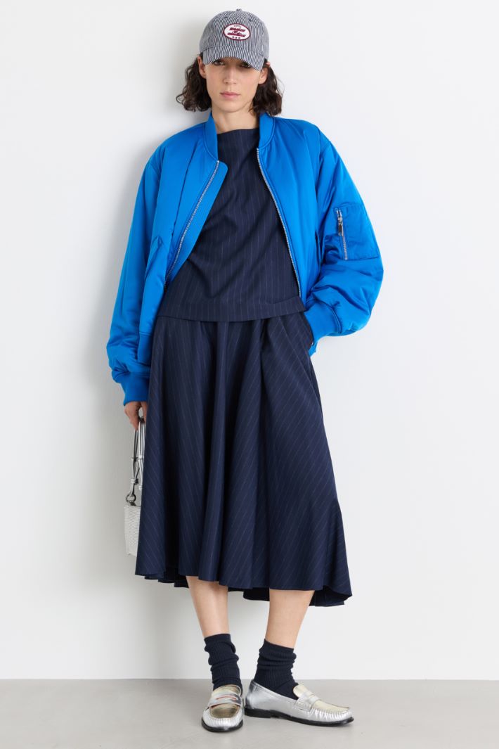 Pinstripe A-line skirt - BLUE - Intrend