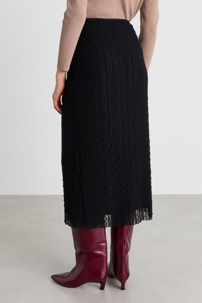 Lace jersey skirt - BLACK - Intrend - 4
