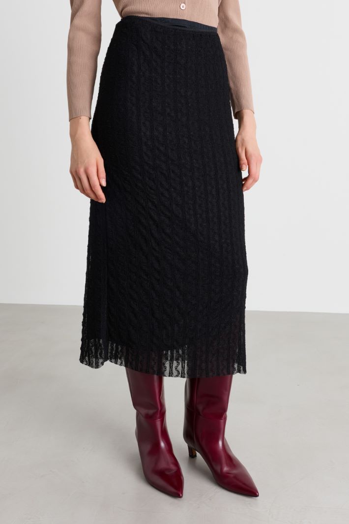 Lace jersey skirt - BLACK - Intrend - 2