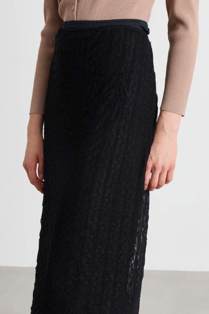 Lace jersey skirt - BLACK - Intrend - 3