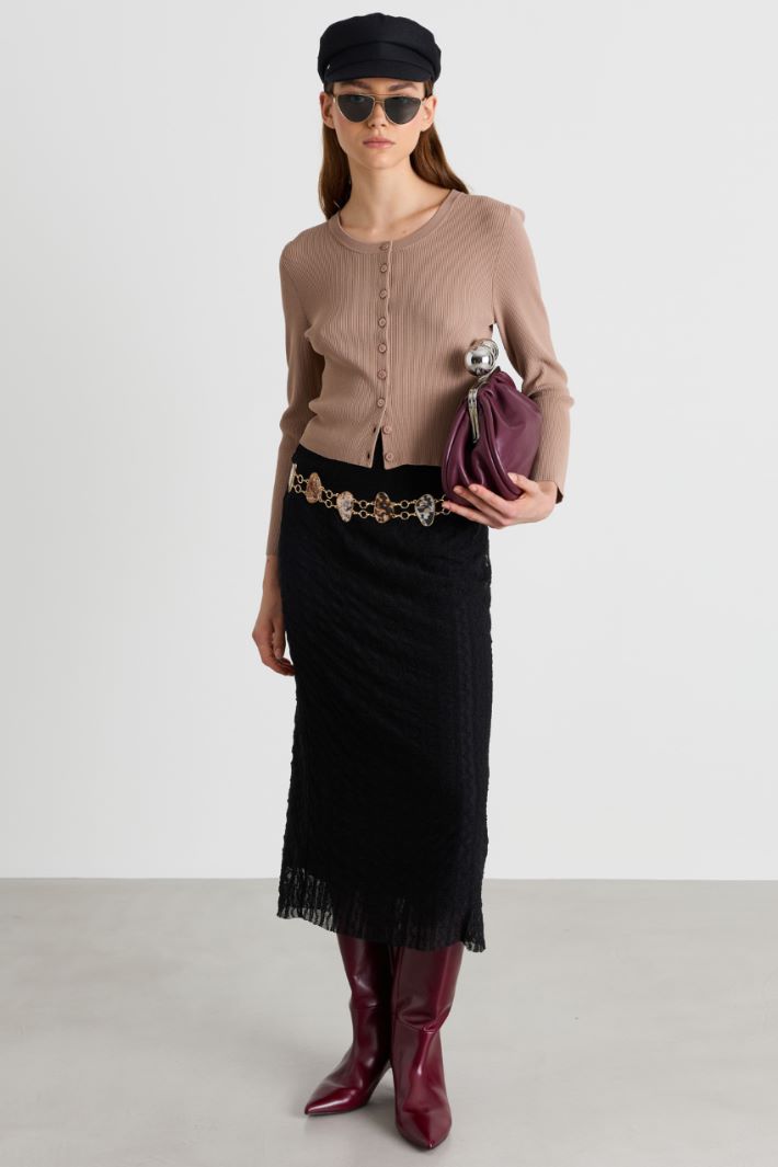 Lace jersey skirt - BLACK - Intrend