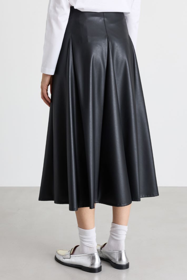 Coated jersey skirt - BLACK - Intrend - 4