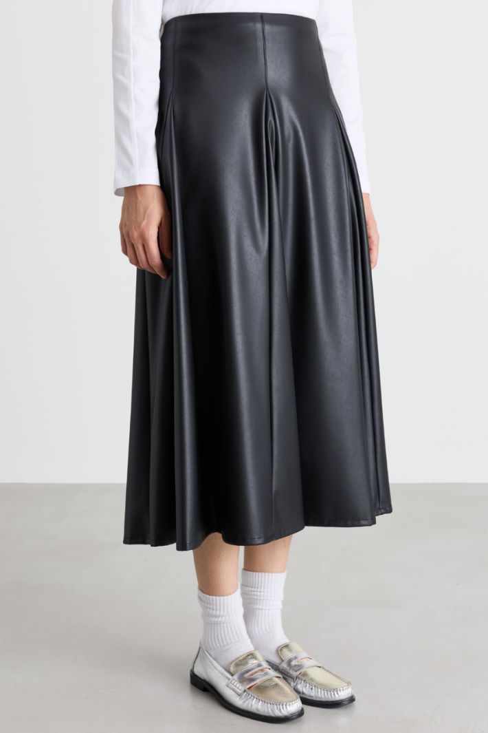Coated jersey skirt - BLACK - Intrend - 2