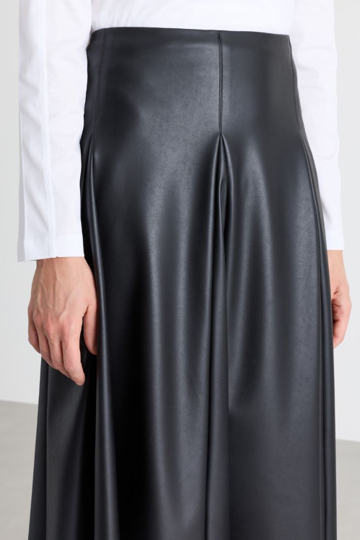 Coated jersey skirt - BLACK - Intrend - 3