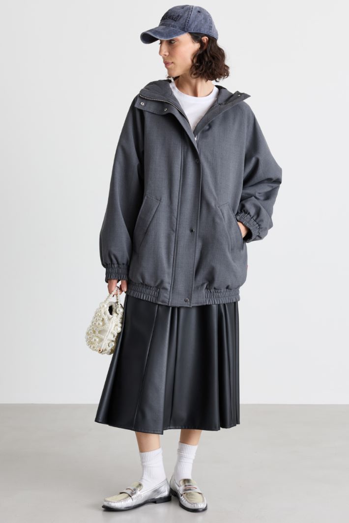 Coated jersey skirt - BLACK - Intrend