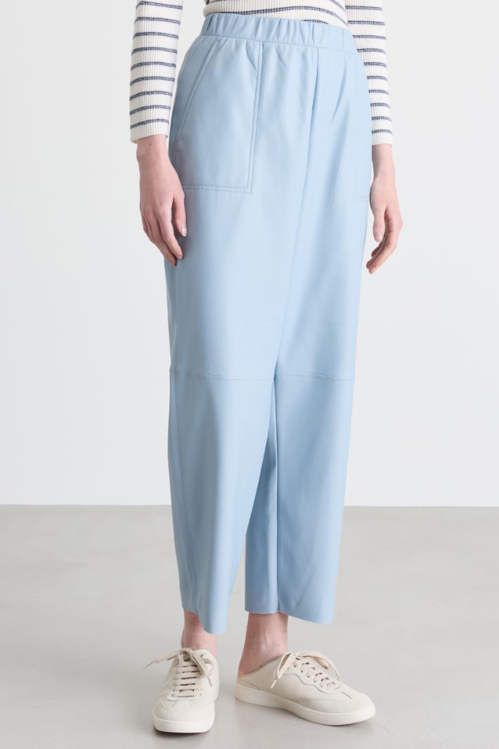 Pantalon in jersey spalmato - AZZURRO - Intrend - 2