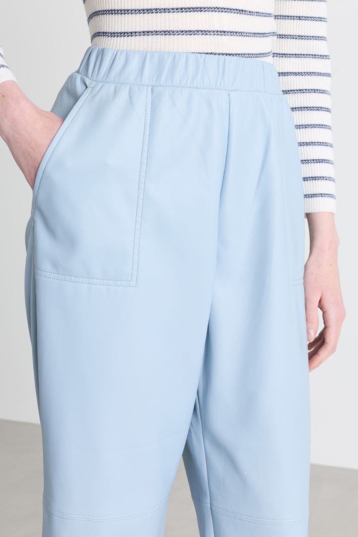 Pantalon in jersey spalmato - AZZURRO - Intrend - 3