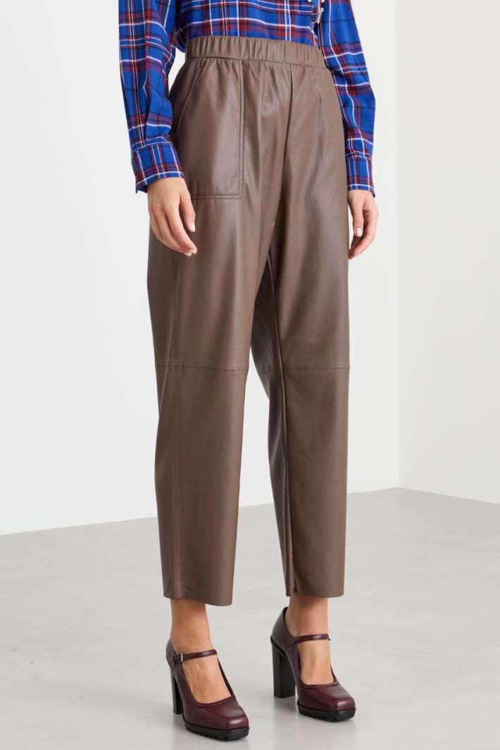 Pantalon in jersey spalmato - MARRONE - Intrend - 2