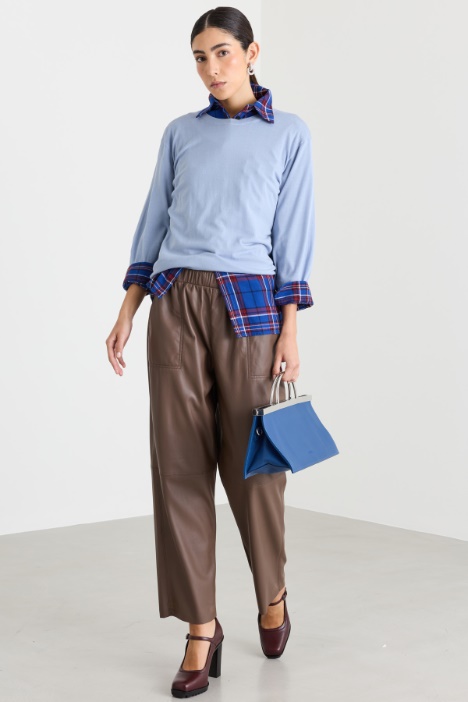 Wide-leg coated jersey trousers - Intrend