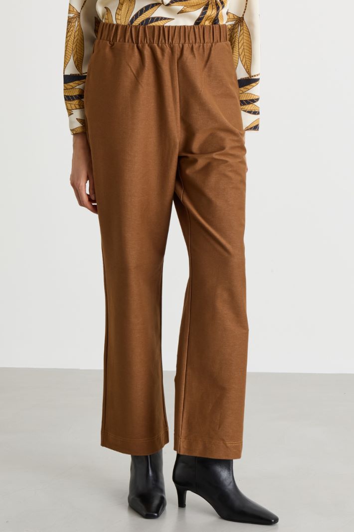 Denim-look jersey trousers - BROWN - Intrend - 2