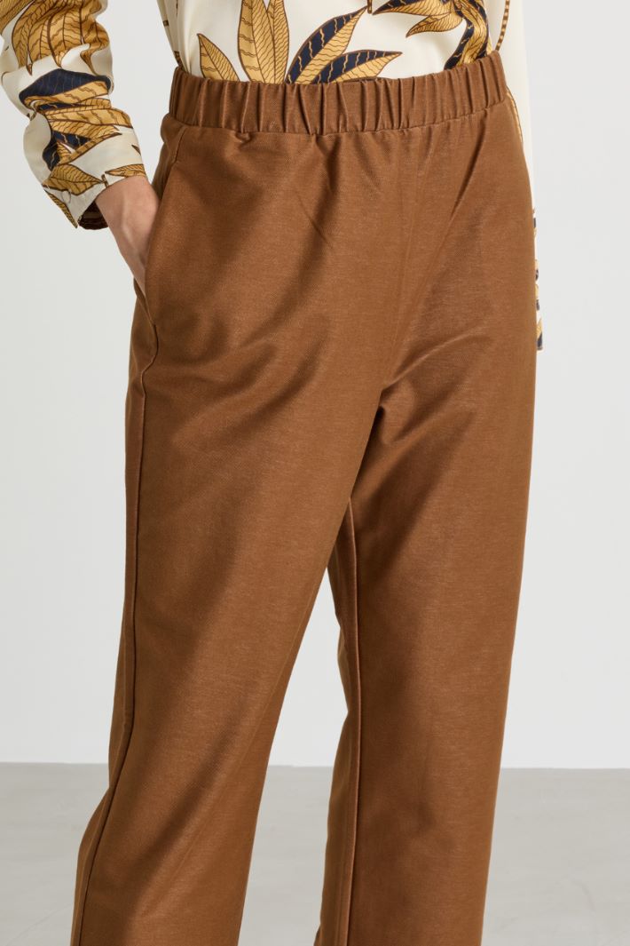 Denim-look jersey trousers - BROWN - Intrend - 3