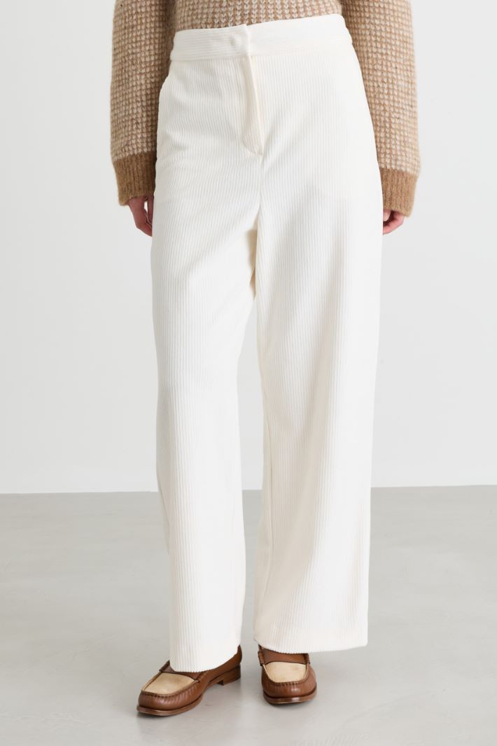 Straight Corduroy Trousers - WHITE  - Intrend - 2