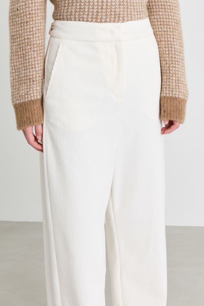 Straight Corduroy Trousers - WHITE  - Intrend - 3