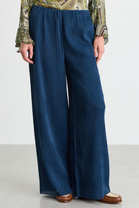Pantalone ampio in jersey plissé