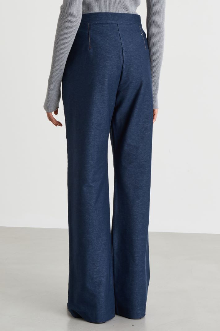 Pantalone in jersey effetto denim - BLU - Intrend - 4