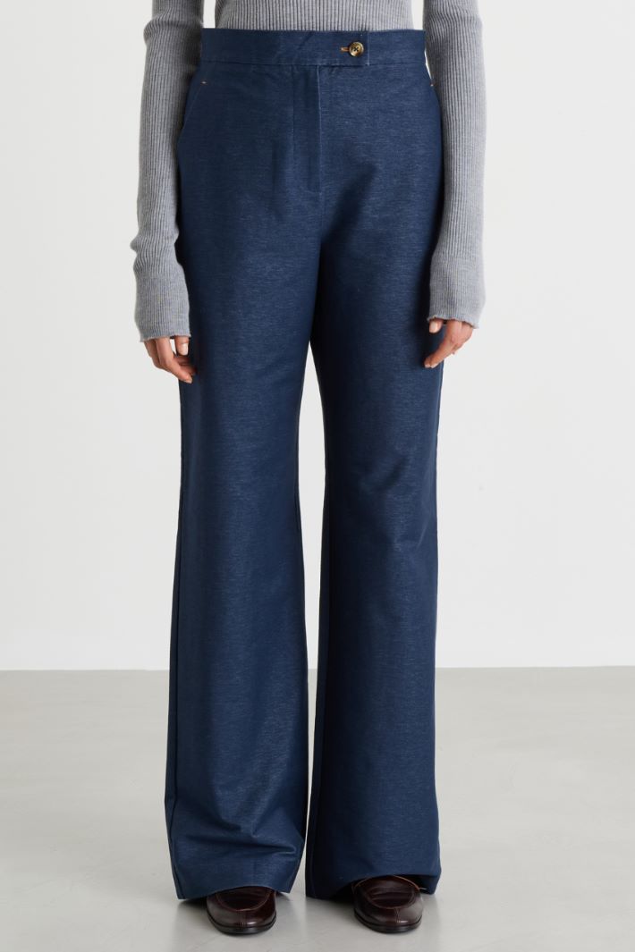 Pantalone in jersey effetto denim - BLU - Intrend - 2