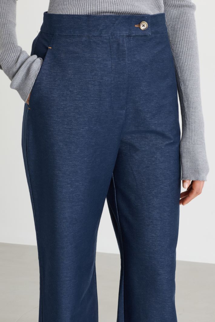 Pantalone in jersey effetto denim - BLU - Intrend - 3