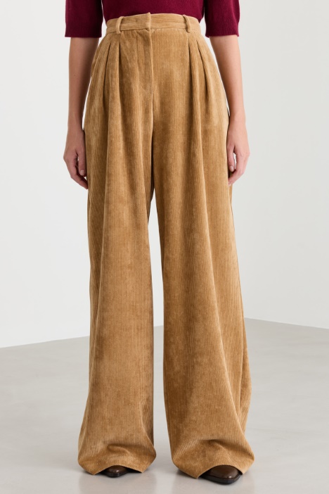 Pantalone flare in velluto di cotone a coste