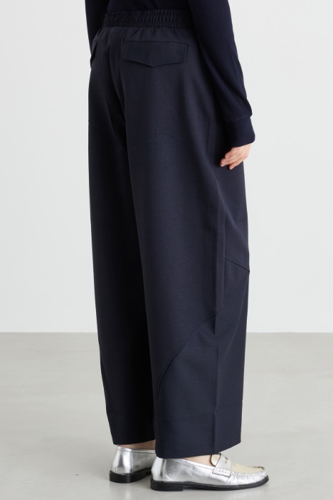 Joggers cropped in jersey di lana con inserti