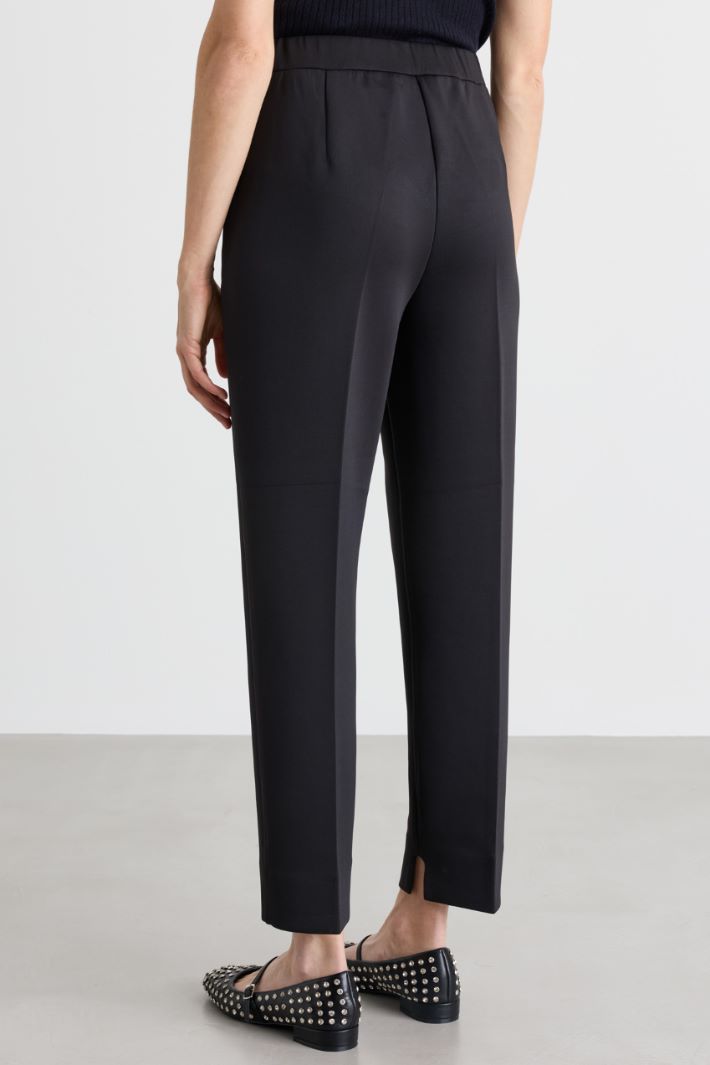 Cigarette trousers in compact jersey - BLACK - Intrend - 4