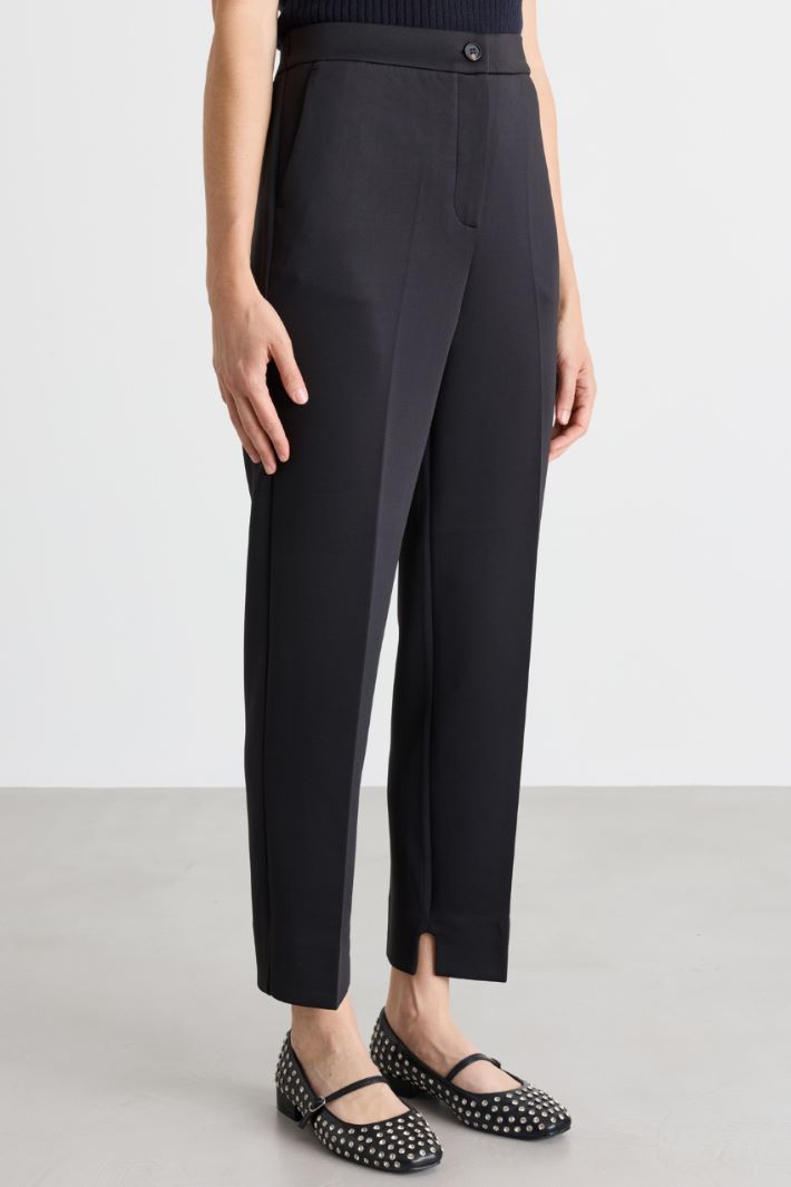 Cigarette trousers in compact jersey - BLACK - Intrend - 2