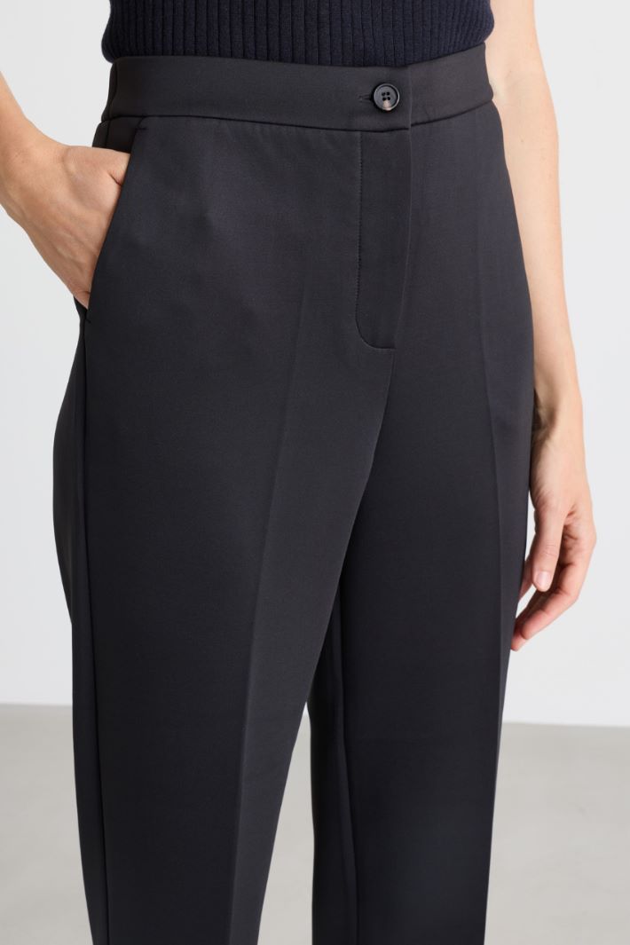Cigarette trousers in compact jersey - BLACK - Intrend - 3