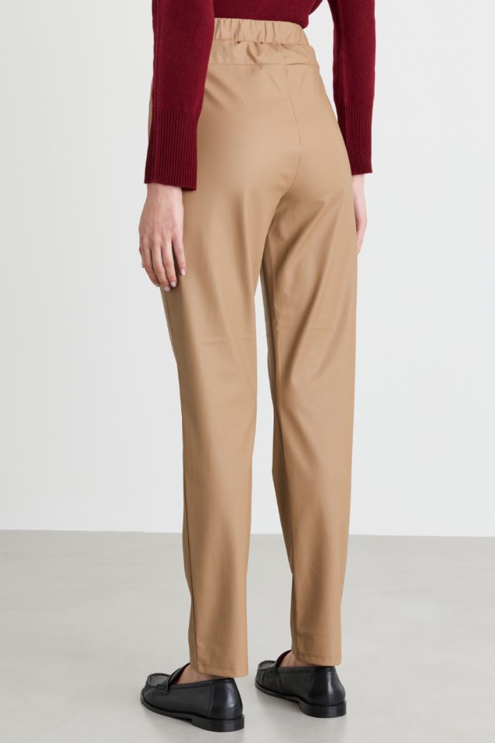 Coated jersey leggings - BEIGE - Intrend - 4