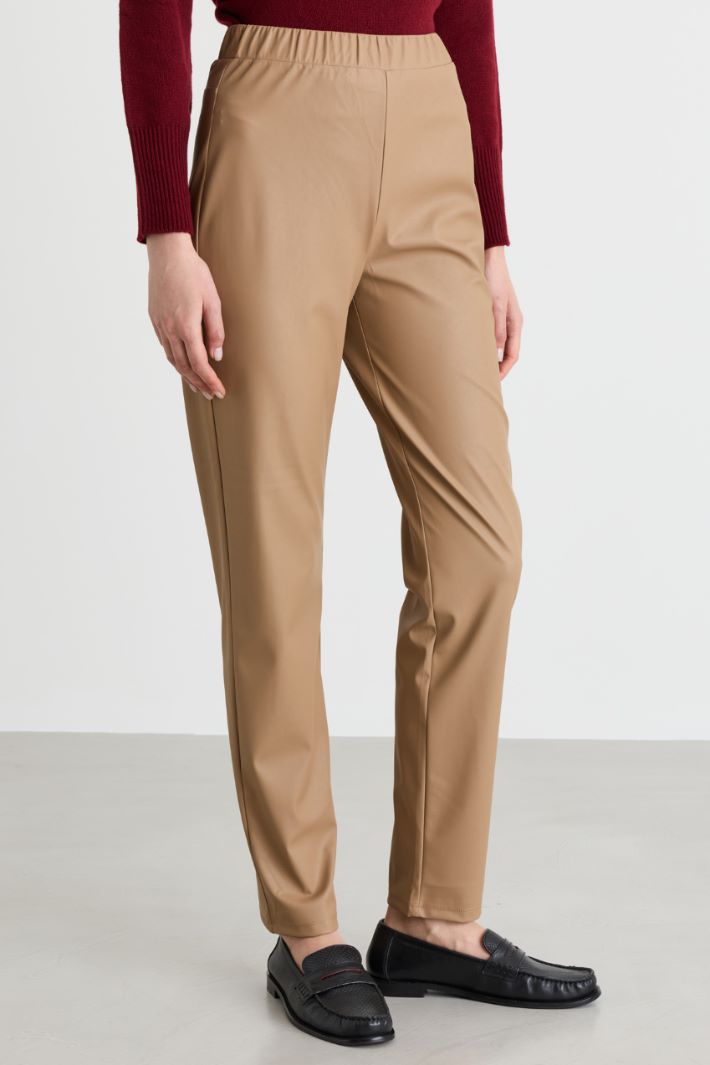 Coated jersey leggings - BEIGE - Intrend - 2