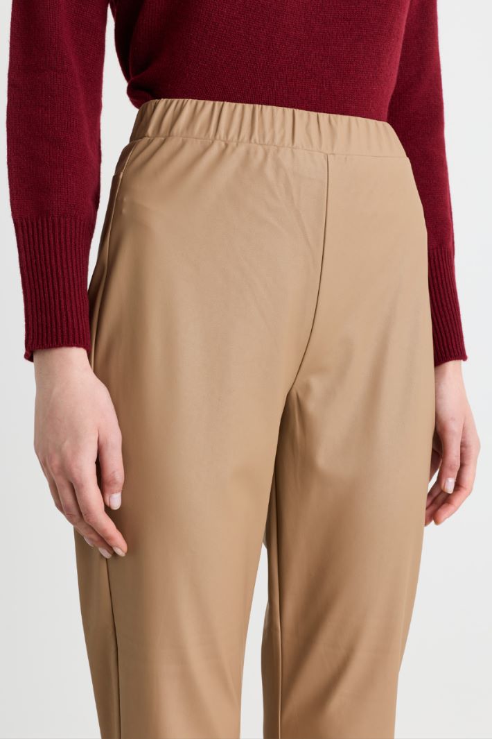 Coated jersey leggings - BEIGE - Intrend - 3