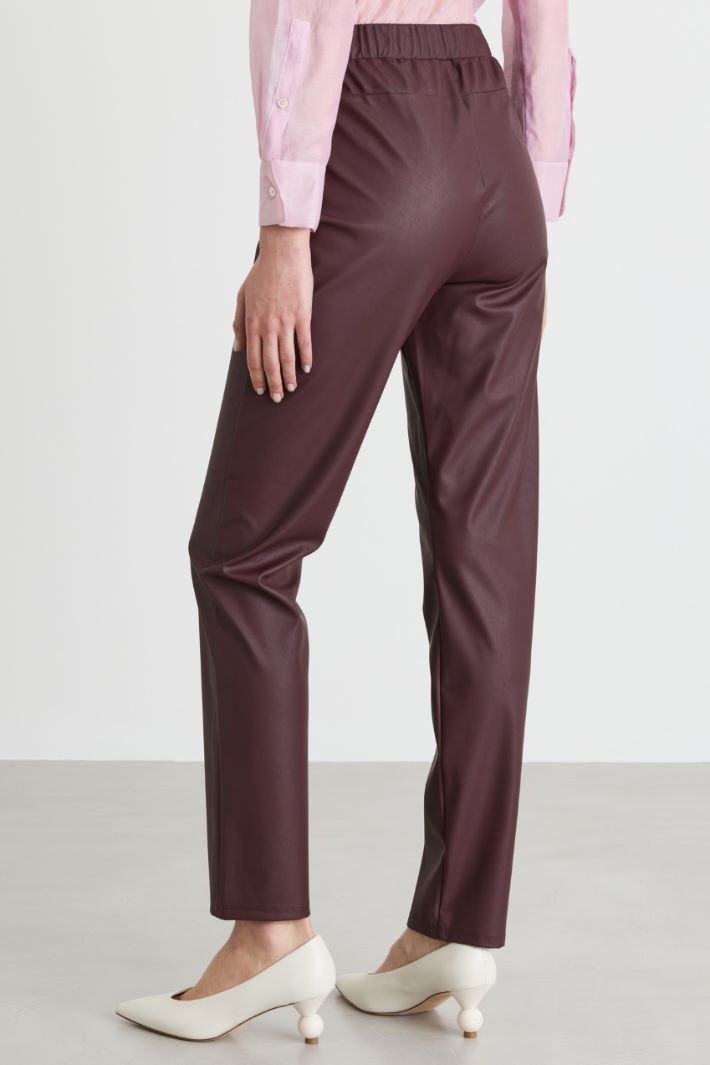 Coated jersey leggings - BROWN - Intrend - 4