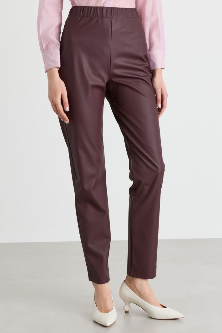 Coated jersey leggings - BROWN - Intrend - 2