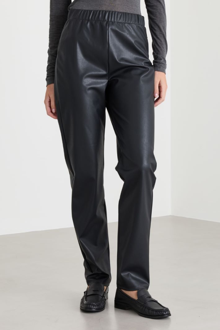 Coated jersey leggings - BLACK - Intrend - 2