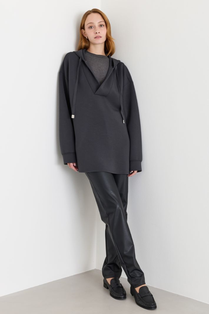 Coated jersey leggings - BLACK - Intrend
