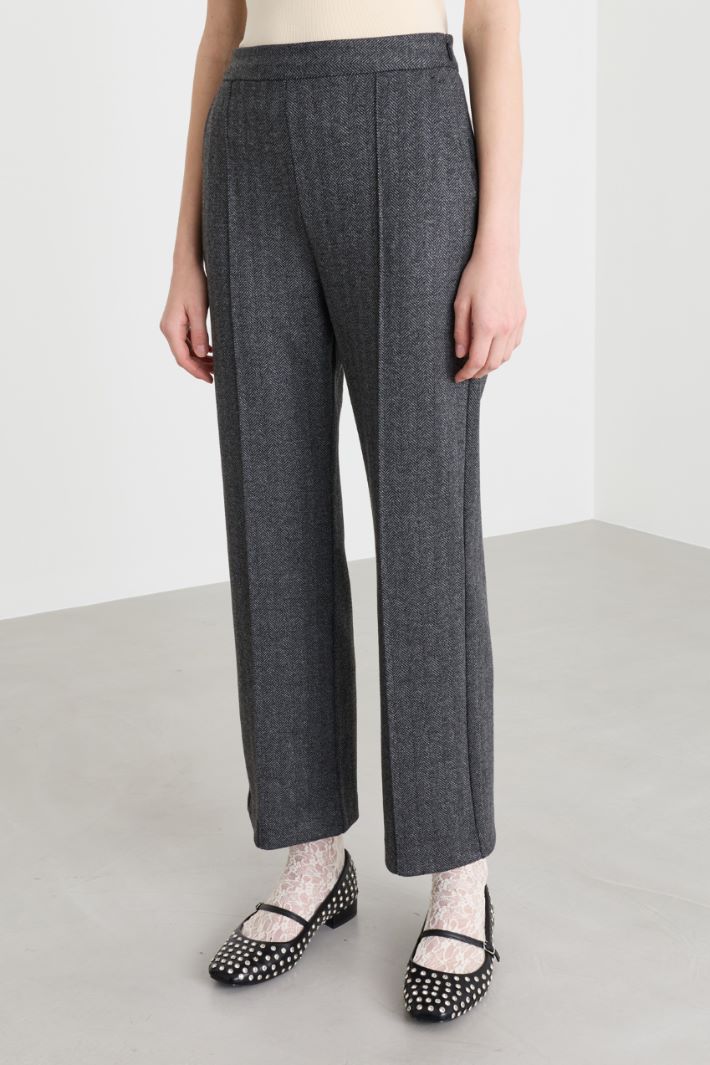 Cropped jersey trousers - GREY - Intrend - 2