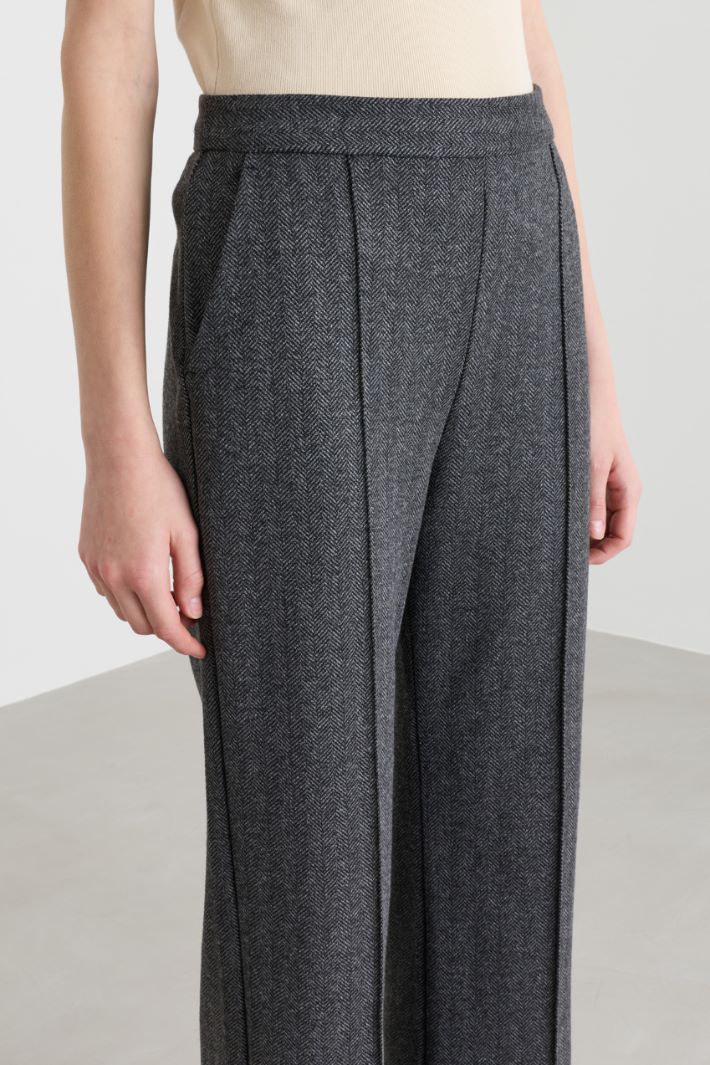 Cropped jersey trousers - GREY - Intrend - 3