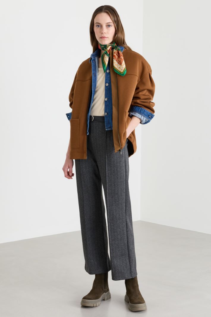 Cropped jersey trousers - GREY - Intrend