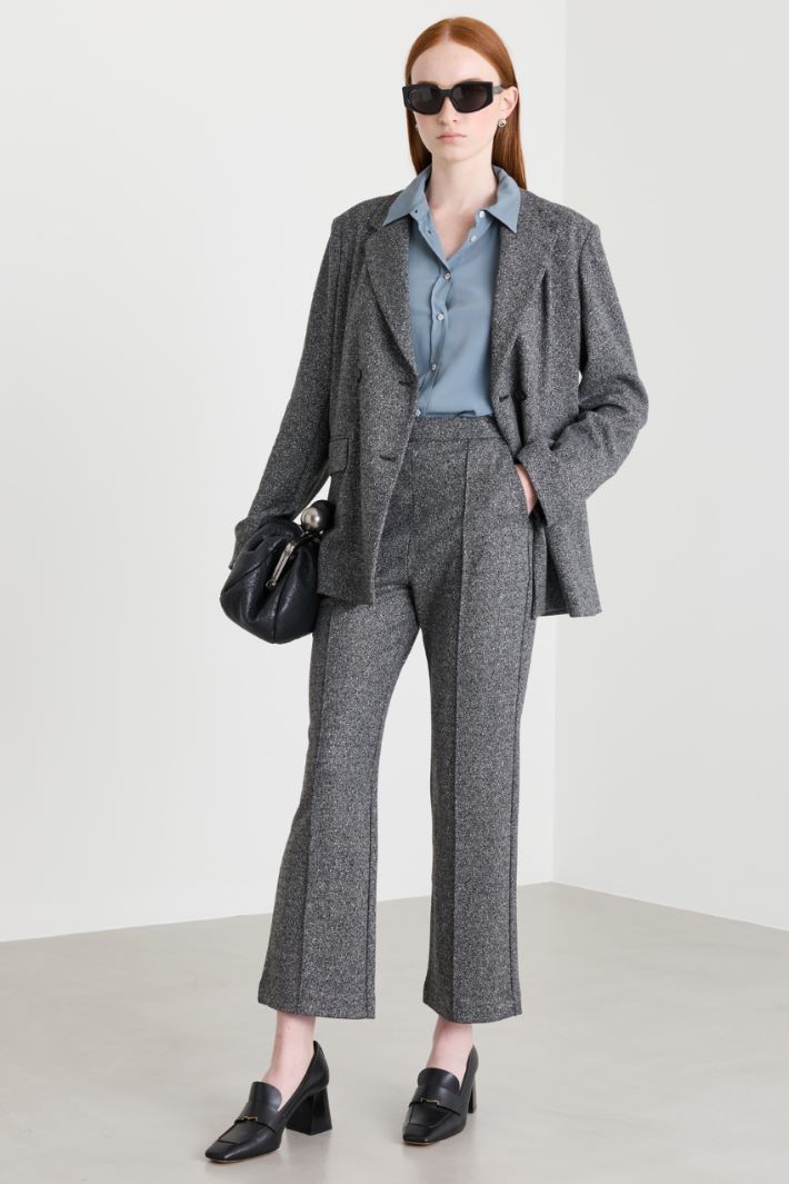 Cropped jersey trousers - GREY BLACK - Intrend